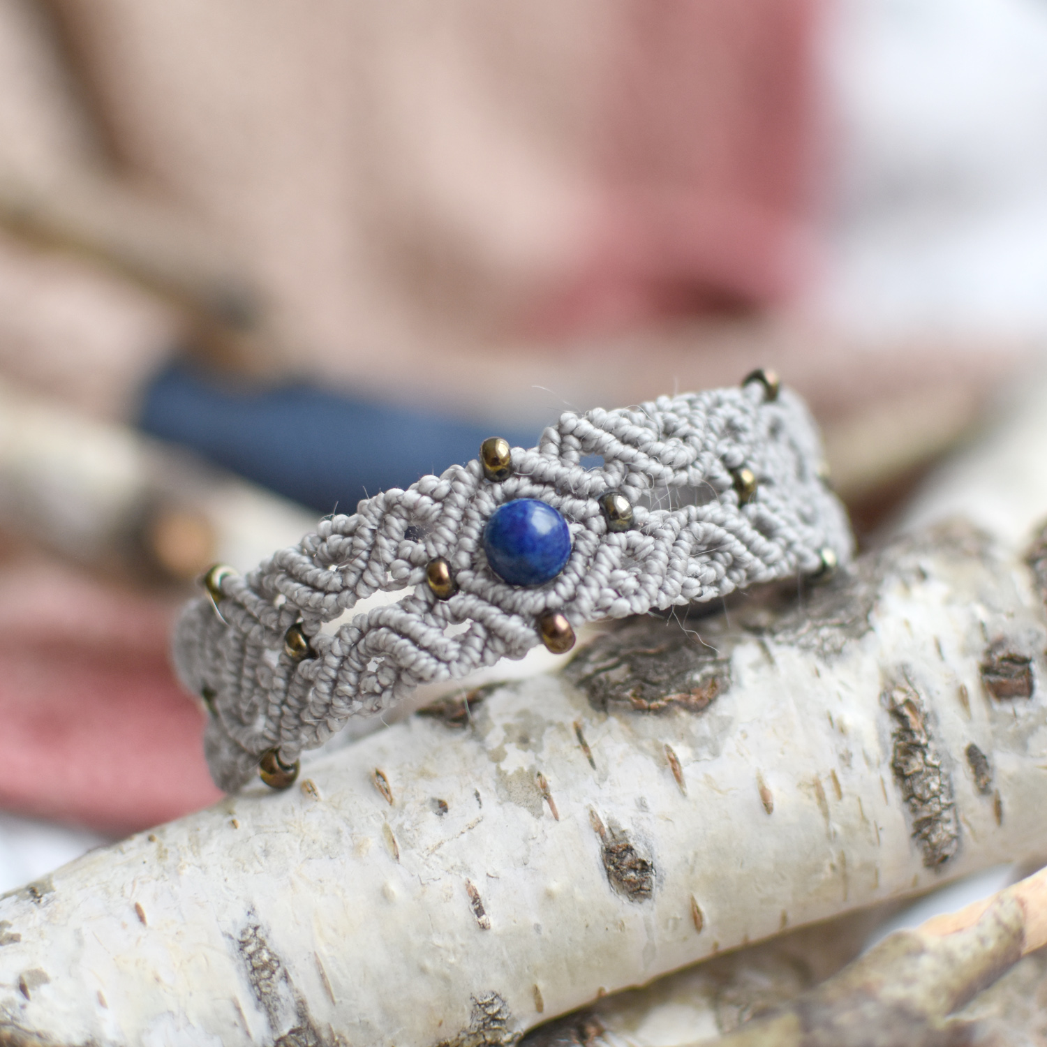 Šedá sada šperků s lapis lazuli